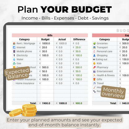 Simple Monthly Budget Spreadsheet for Google Sheets | Income & Expense Tracker