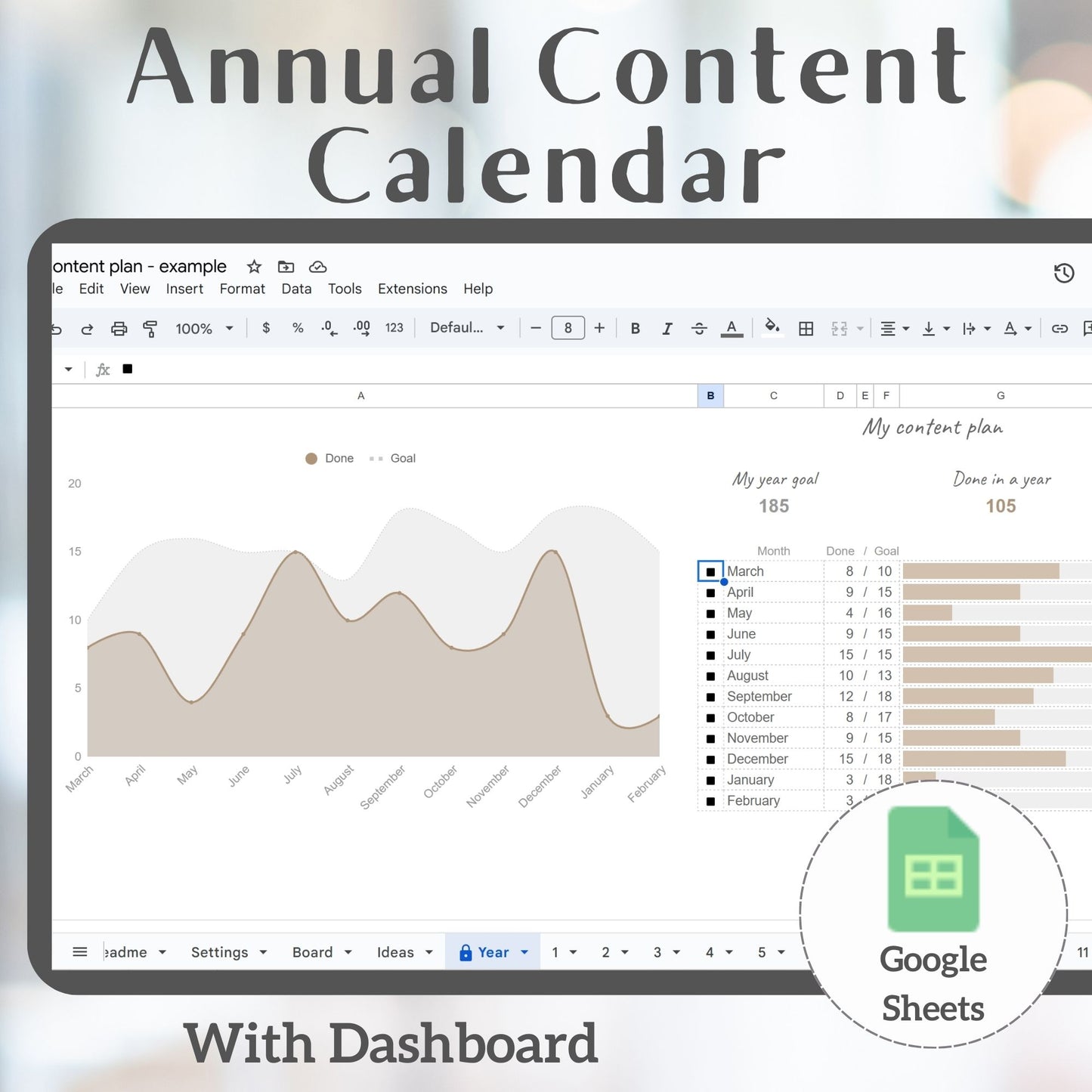 12-Month Social Media Content & Feed Planner – Google Sheets