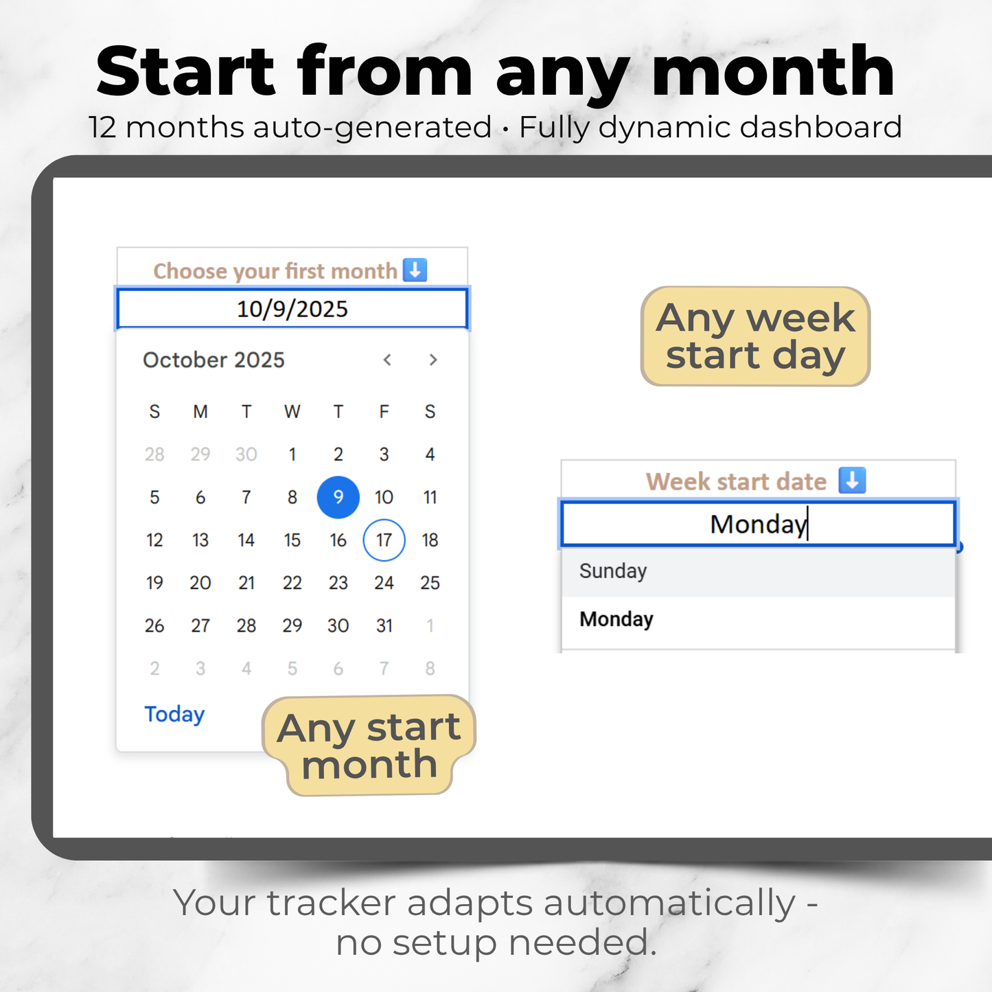 Annual Habit Tracker – Google Sheets Template | Automated Progress Dashboard