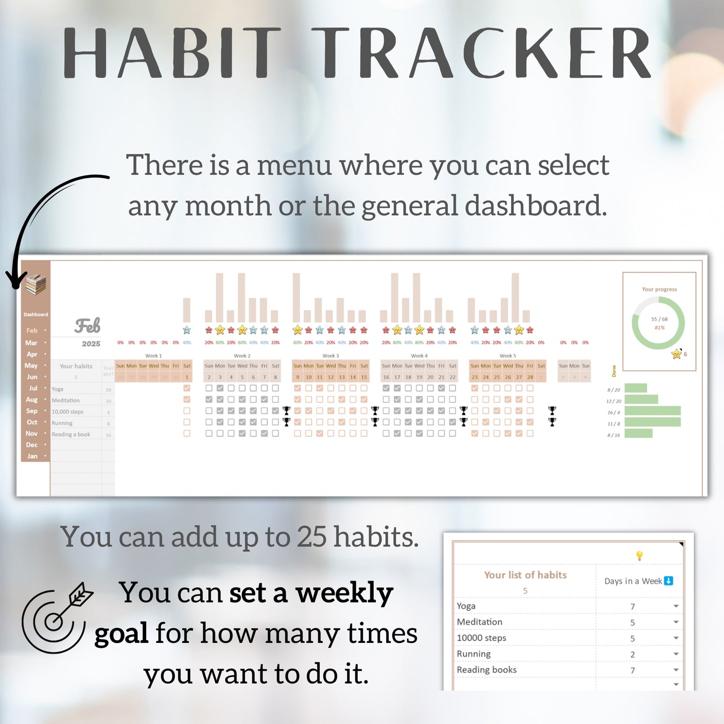 Annual Habit Tracker - Spreadsheet Template for Google Sheets