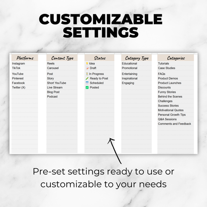 12-Month Social Media Content & Feed Planner – Google Sheets