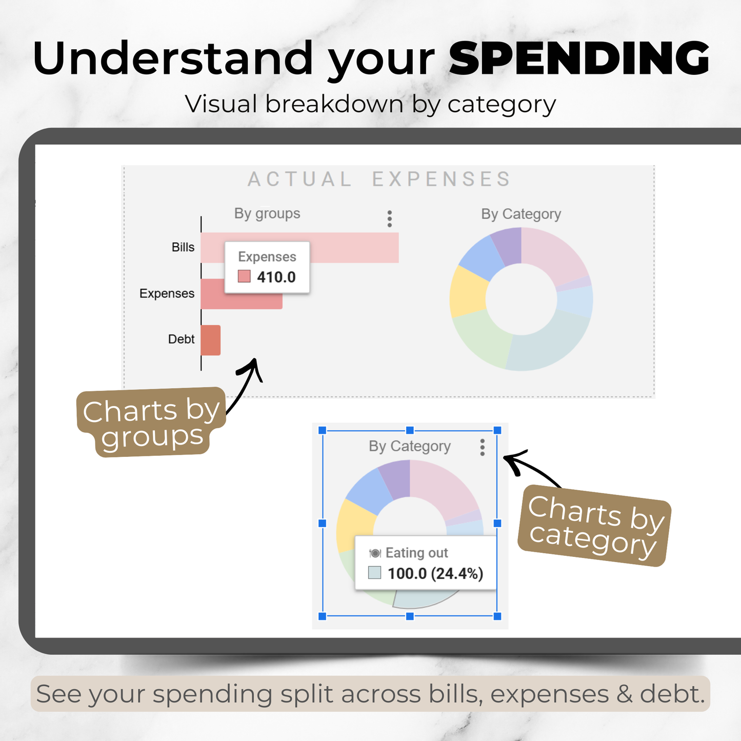 Simple Monthly Budget Spreadsheet for Google Sheets | Income & Expense Tracker