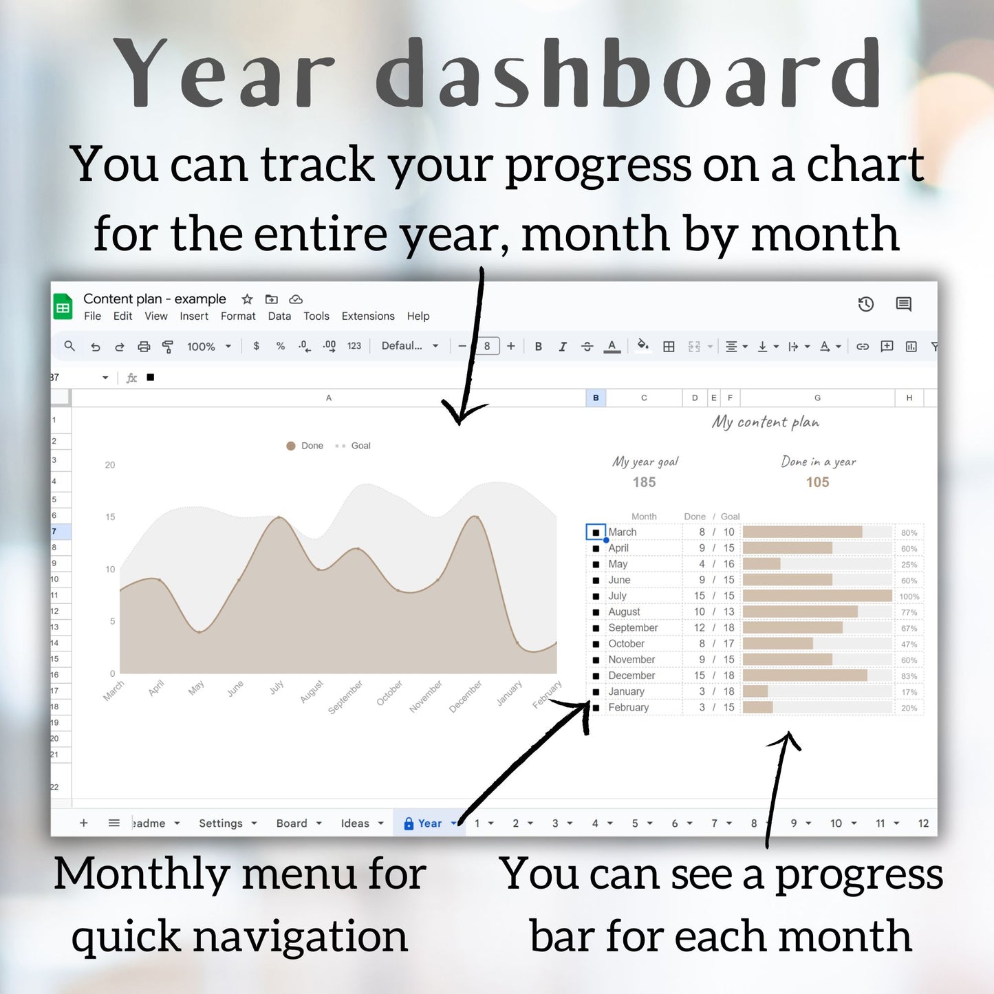 12-Month Social Media Content & Feed Planner – Google Sheets