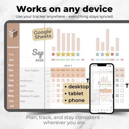 Annual Habit Tracker – Google Sheets Template | Automated Progress Dashboard
