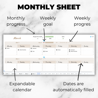 12-Month Social Media Content & Feed Planner – Google Sheets